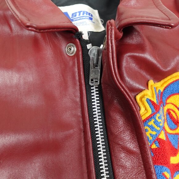 Vintage 1991 QUEEN'S UNIVERSITY Leather Varsity Jacket Men's 38 Made in Canada - Picture 9 of 13